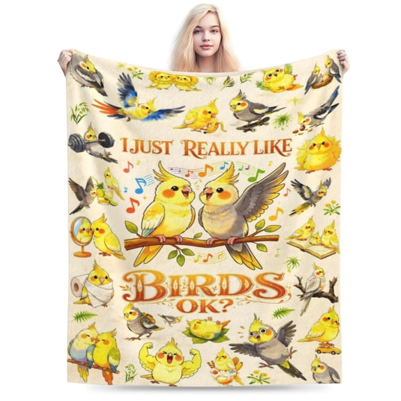 Parrort Bird Blanket Gifts for Women Parrort Lovers Soft Warm Flannel Cockatiel Throw Blanket Cute Birthday Gifts Decor 50x40