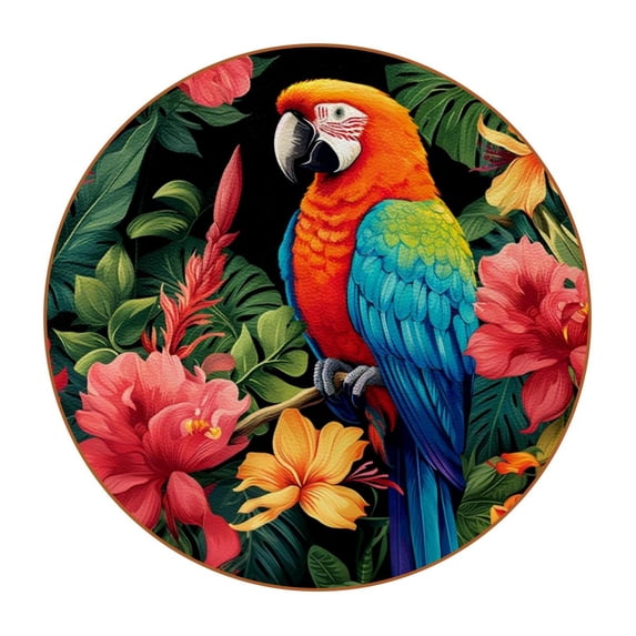 Parrot 6PCS Round Car Coasters, Microfiber Leather Cup Holders for Car, 11x11 cm/4.3x4.3 in, Absorbent Car Coaster Set of 6, Car Accessories for Women and Men