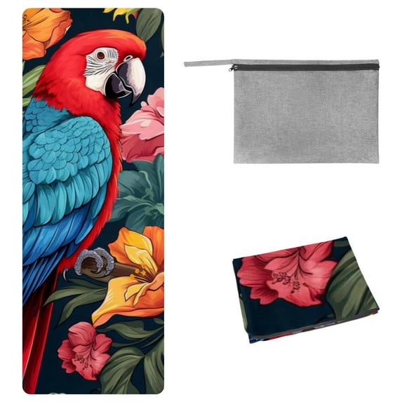 Parrot 72.8"x26.8" Gym Towel with Features and Storage Bag – Yoga, Pilates, Fitness, and More