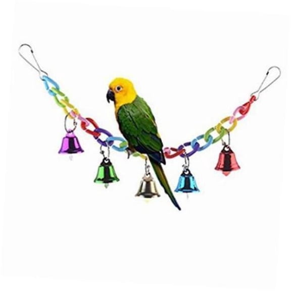 Parrot Bell Bridge Toy,Colorful Chain Swing,Soft Bird Chew Toy,Cage Climbing Accessory,Bird Bell Toy,Interactive Parrot Swing for Budgie Cockatiel