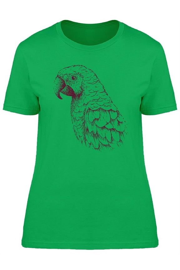 Parrot Bird Close Up Hand Drawn T-Shirt Women -Image by Shutterstock, Female Medium