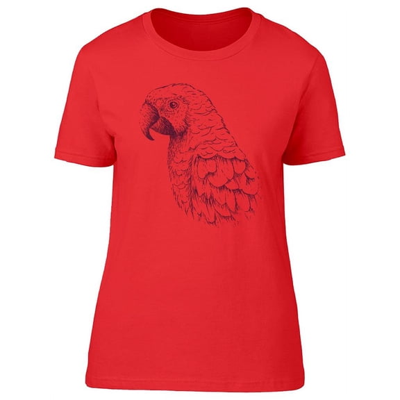 Parrot Bird Close Up Hand Drawn T-Shirt Women -Image by Shutterstock, Female x-Large