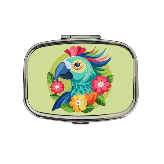 Parrot Bird Floral Flowers Small Travel Handbag Pill Box Case