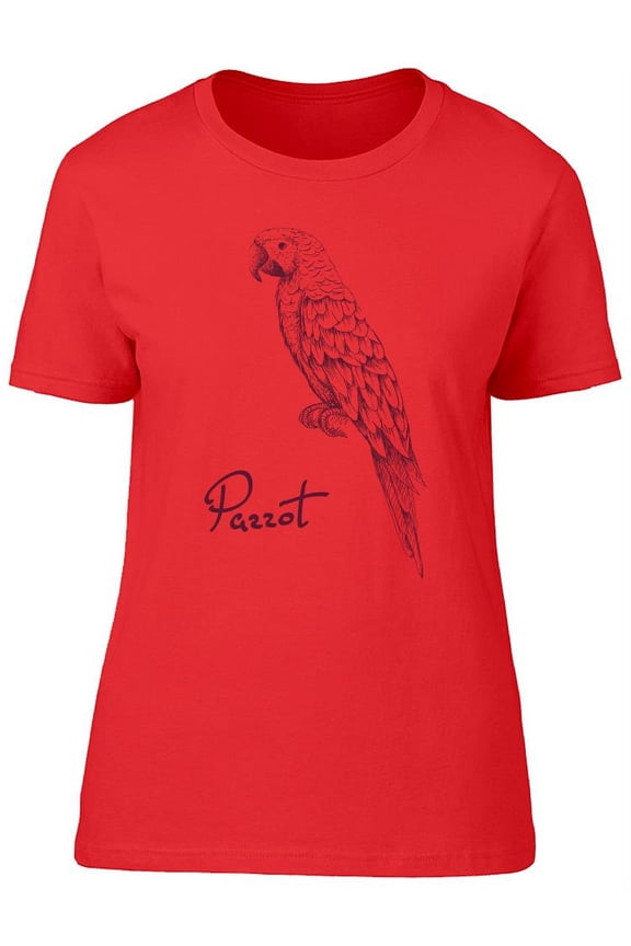 Parrot Bird Hand Drawn T-Shirt Women -Image by Shutterstock, Female Small