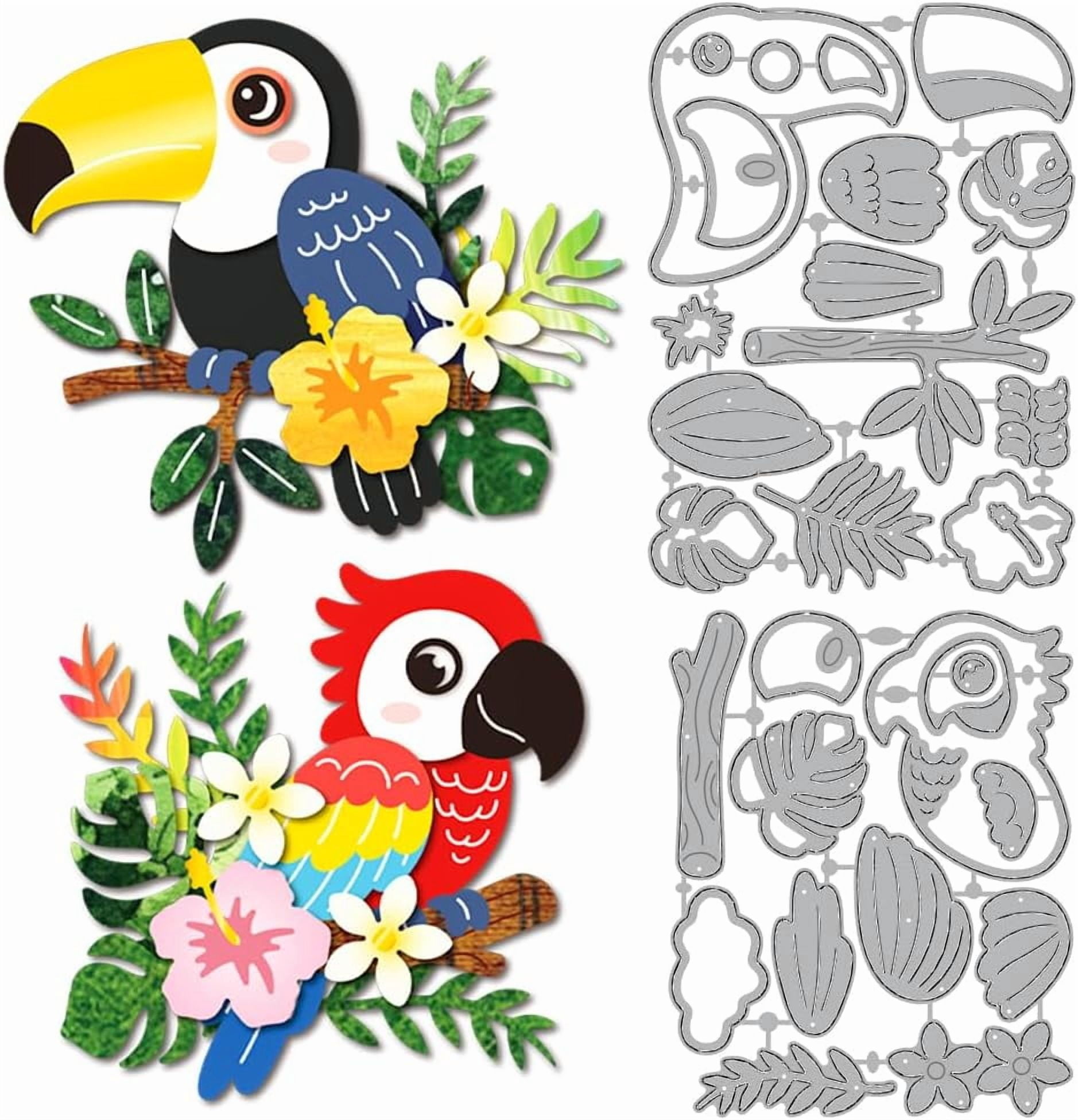 Parrot Bird Metal Cutting Dies Tropical Toucan Metal Die Cuts Flower ...