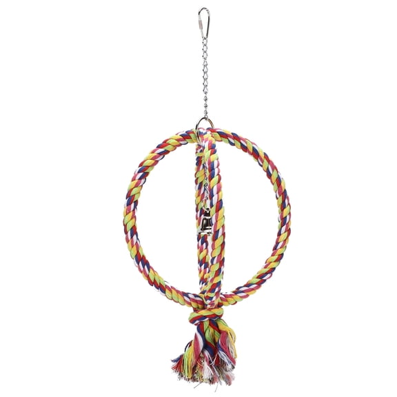 Parrot Bird Ring Toy Round Circle Suspension Ring Cotton Rope Stainless Steel Wire Ring, Pet Climbing Swing Perfect for Pet Birds to Climb and Chew Safely