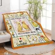 Parrot Bird Throw Blanket Cute Cockatiel Blanket Gifts for Girls Women Kids Boys Adults Men Super Soft Cozy Plush Fluffy Fuzzy Fleece Blanket Home Decor 60''''X80''''