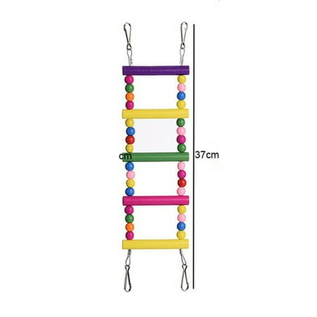 Parrot Bird Toy Wood Ladder Climb Rope Harness Toys Parakeet Cockatiel Cableway