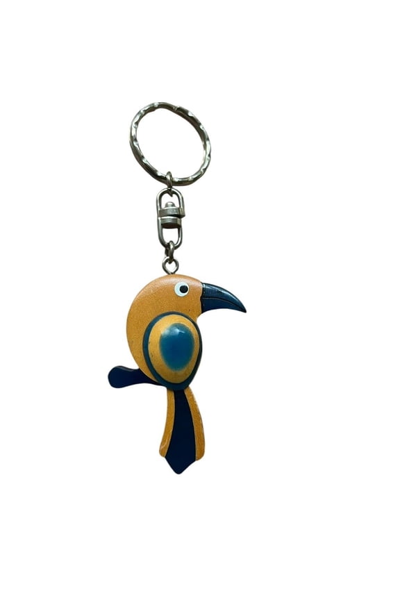Parrot Bird Wood Wooden Key Ring Keychain Ornament Figure Charm Handmade Gift