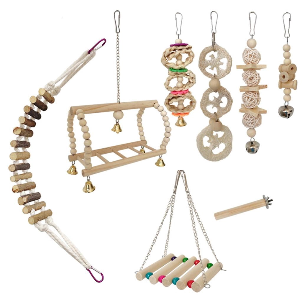 Bird Tearing Puzzle Perch Toy Bird Cage Chewing Toy Rattan Standing Toy for Small Bird Birdcage Decors Bird Supply