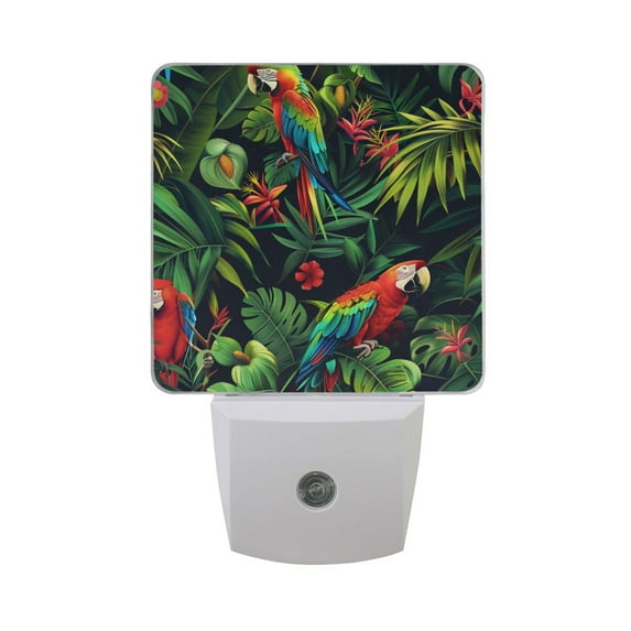 Parrot Birds in Jungle Night Light 2 Pack LED Nightlight Plug into Wall Dusk to Dawn Sensor Soft White