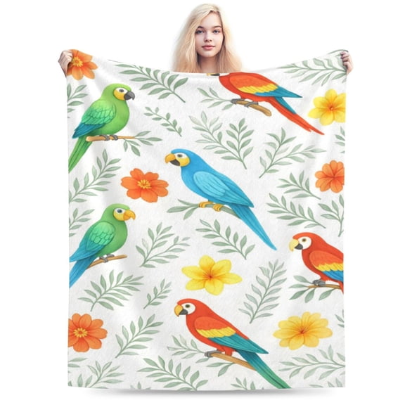 Parrot Blanket Parrot Gifts for Women Girls Cute Parrots Throw Blanket Soft Flannel Cozy Fleece Fuzzy Plush Warm Bedding Stuff for Kids Adults 50x40