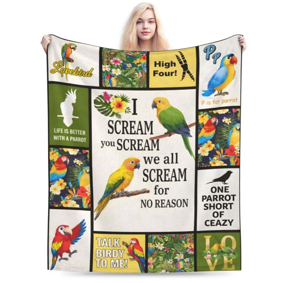Parrot Blanket Soft Cozy Bird Throw Blanket Gift for Women Warm Parrot Stuff Lightweight Fleece Flannel Gift Blankets for Adults 50x40