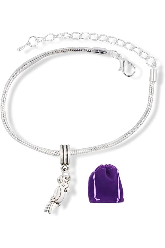 Parrot Bracelet | Cockatiel Bird Stainless Steel Snake Chain Charm Bracelet
