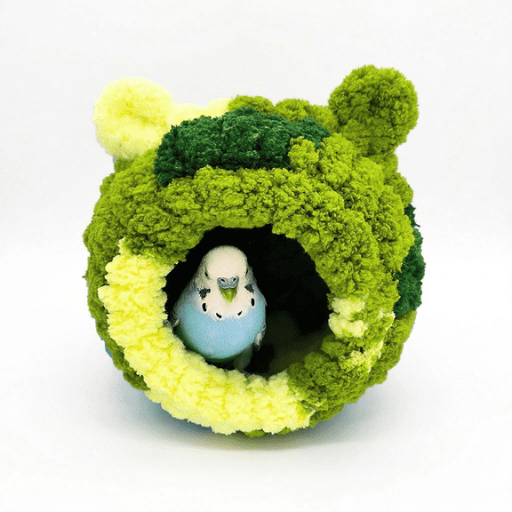 Parrot Breeding Nest House, Soft Coral Velvet Bird Bed Hideout, Winter Warm Bird Cage Accessories for Parakeets, Lovebirds, Finches, Budgies, Bionic Round Bird Shelter with Mounting Screws