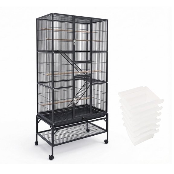 Parrot Cage 69.5 Inch Large Bird Cage, Parakeet Flight Cage with Rolling Stand and Storage Shelf, Extra Large Cockatiel Cage for Macaw Conure Lovebird Finch
