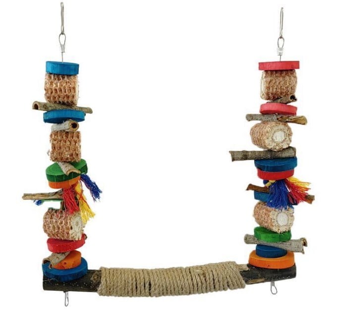 Parrot Cage Perch Rod Wooden Bird Plaything Hanging Swing Parakeets