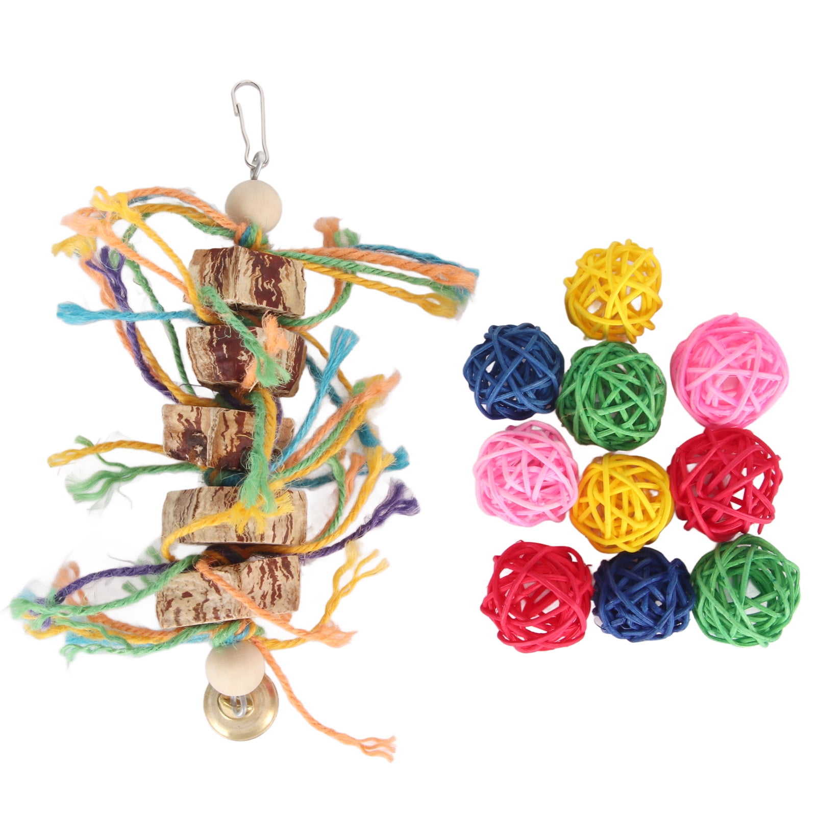 Parrot Chew Toys Fun Innovative Nuts Hemp Rope Bird Rattan Balls Chew ...