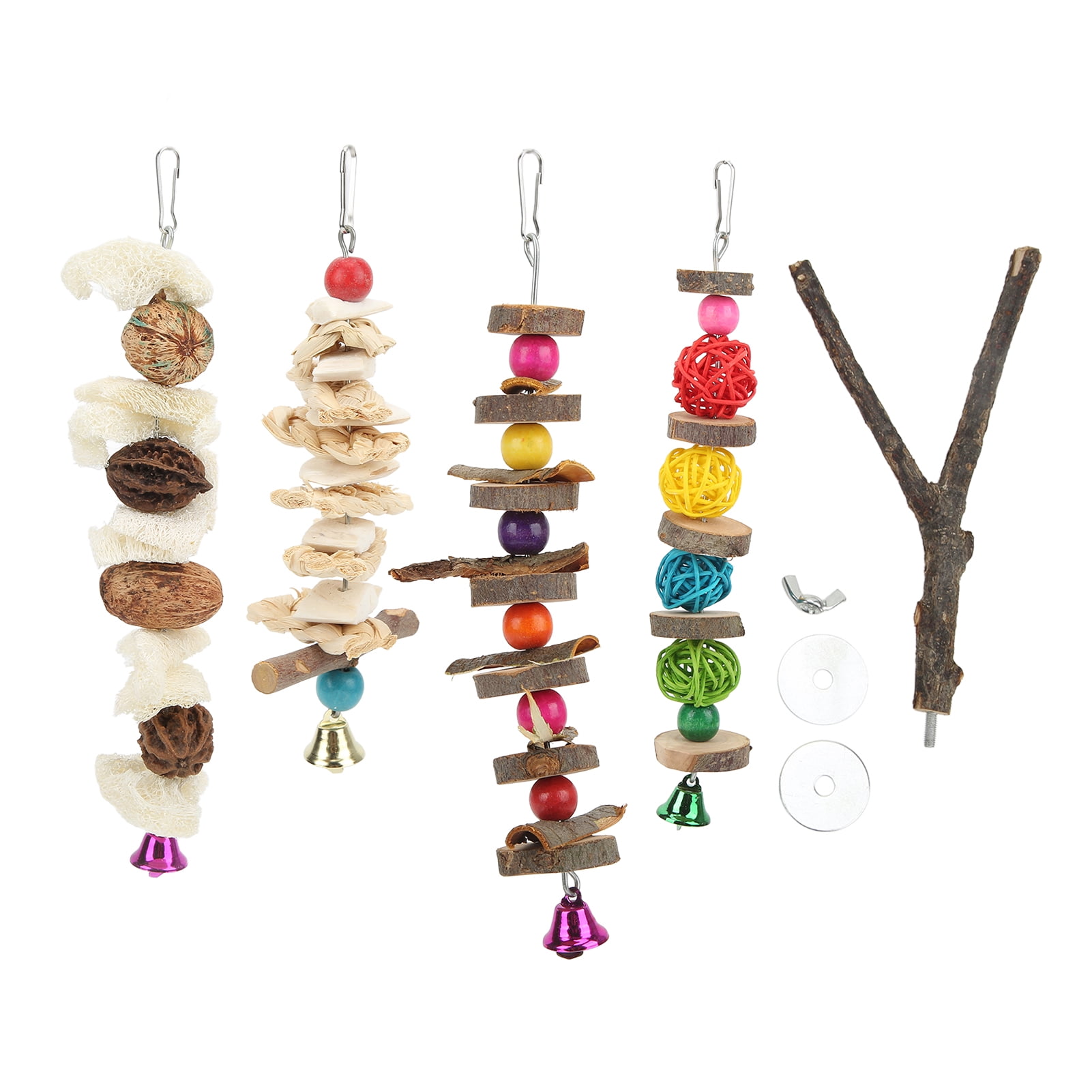 Parrot Chew Toys Multicolored Natural Bird Cage HangingToy for Conures