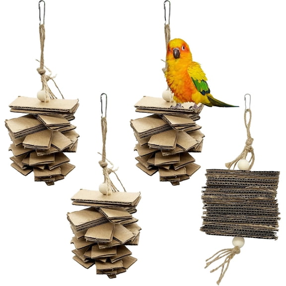 Parrot Chew Toys Natural Cardboard Paper Hanging Bird Shredding Toy