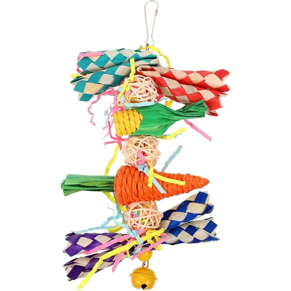 Parrot Chewing Molar Toy with Suspendable Rattan Ball and Paper - Bird Grinding Accessory for Small Pets, Chinchillas, and Rabbits
