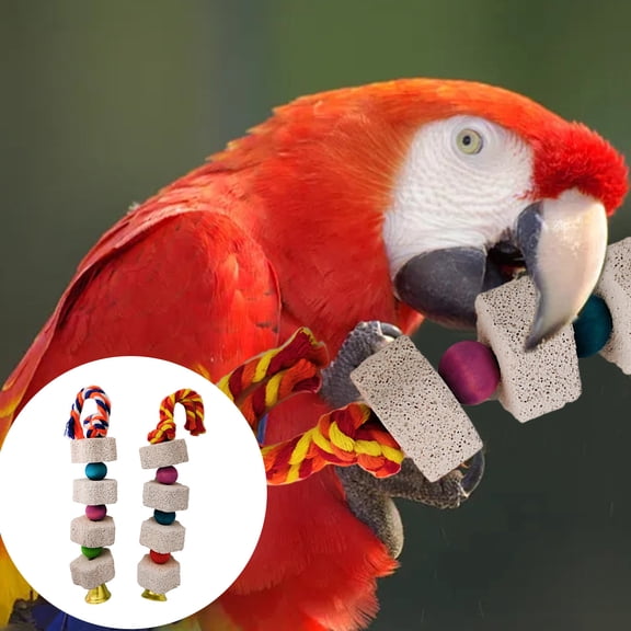 Parrot Chewing Toy Bird Grinding Stone With Lava Stone Calcium Supplement Food for Pet, 12.5 cm, Grey