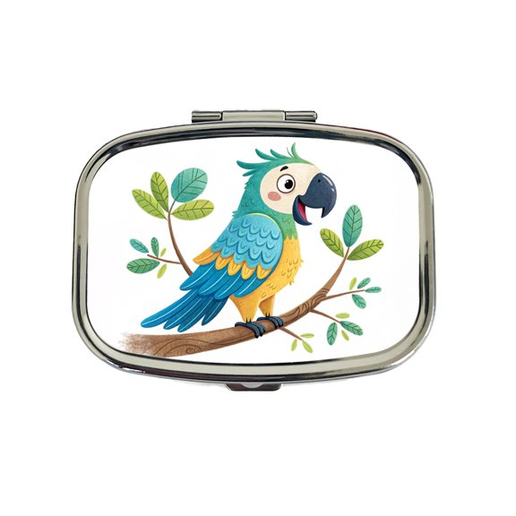 Parrot Children's Illustration Style Small Travel Handbag Pill Box Case