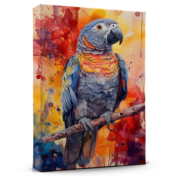 Parrot Congo African Grey Canvas Wall Art Animal Decor, Parrot Congo African Grey Canvas Prints Wild Animal Artwork for Living Room Bedroom Office 190HD805