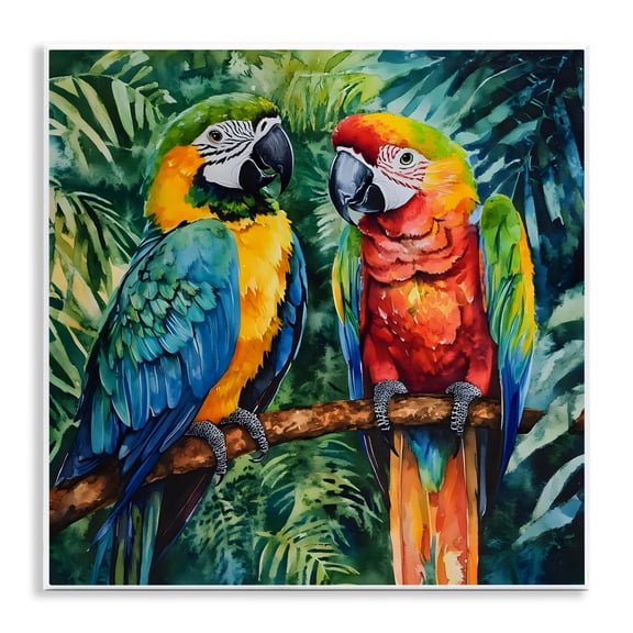 Stupell Industries Parrot Conversation Perch Wall Plaque Art, design by LSR Design Studio, 12 x 12