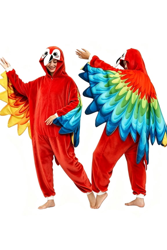 Parrot Costume Adult Bird Onesie, Funny Halloween Costume for Adults, Animal Cosplay One Piece Pajamas