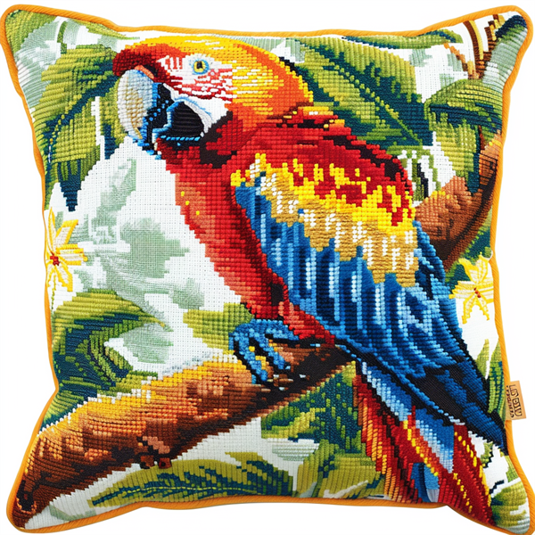 Parrot Cross Stitch Pillowcases Kits , 45X45cm , Cross Stitch Kits for Adults (11ct)