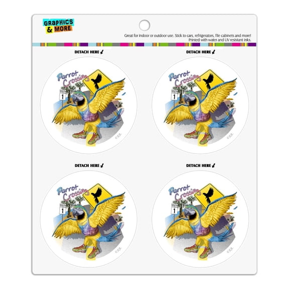 Parrot Crossing Sunglasses Tropical Vacation Route 1 Refrigerator Fridge Locker Vinyl Circle Magnet Set