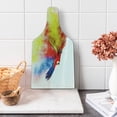 thumbnail image 1 of Parrot Cutting Board, Flying Parrot Colorful Storm Cloud on the Back Feathers Fantasy Illustration Print, Tempered Glass Cutting and Serving Board, Wine Bottle Shape, Multicolor, by Ambesonne, 1 of 1