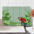 thumbnail image 1 of Parrot Cutting Board, Tropic Flowers and Parrot in Summer Garden Wooden Wall Ferns Art, Decorative Tempered Glass Cutting and Serving Board, Large Size, Cream Green Red, by Ambesonne, 1 of 1