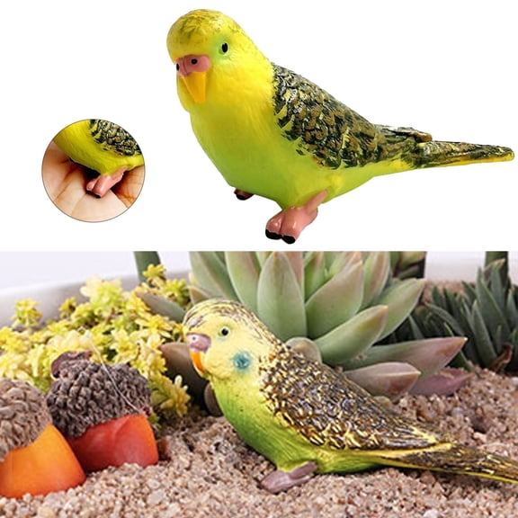 Parrot Decor,Artificial Birds Realistic,Green Animal Model Ornaments Cute Parrot Mini Animal Model Miniature Ornament Garden Decor Ornament Accessory Outdoor Statues,3.14Inch