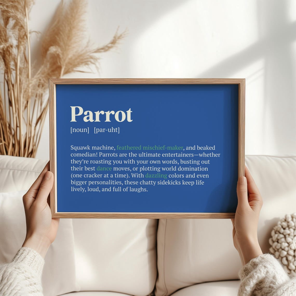 Parrot Definition Wall Art Print, Colorful For Bird Lovers, Fun ...