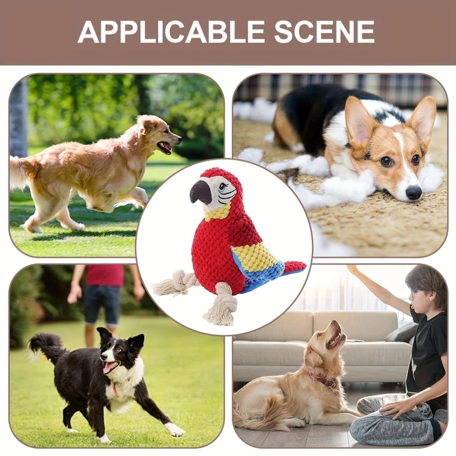 Parrot Dog Squeaky Toys,Plush Dog Toys for Aggressive Chewers Small ...