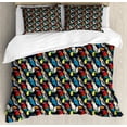 thumbnail image 1 of Parrot Duvet Cover Set, Print of Exotic Colorful Birds Toucan Macaw Cockatoo Illustration, Decorative 3 Piece Bedding Set with 2 Pillow Shams, King Size, Pastel Yellow and Multicolor, by Ambesonne, 1 of 2