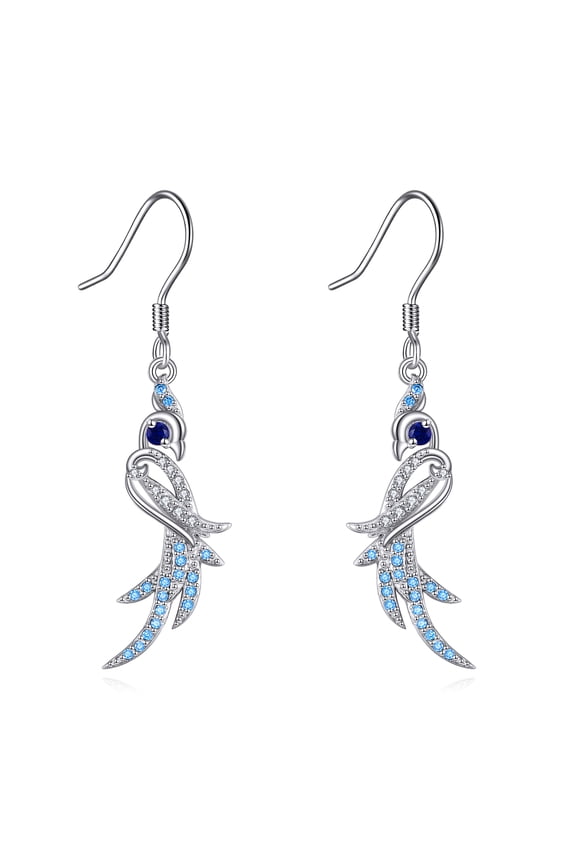 Parrot Earrings Sterling Silver Drop Dangle Earrings Bird Jewelry for Women