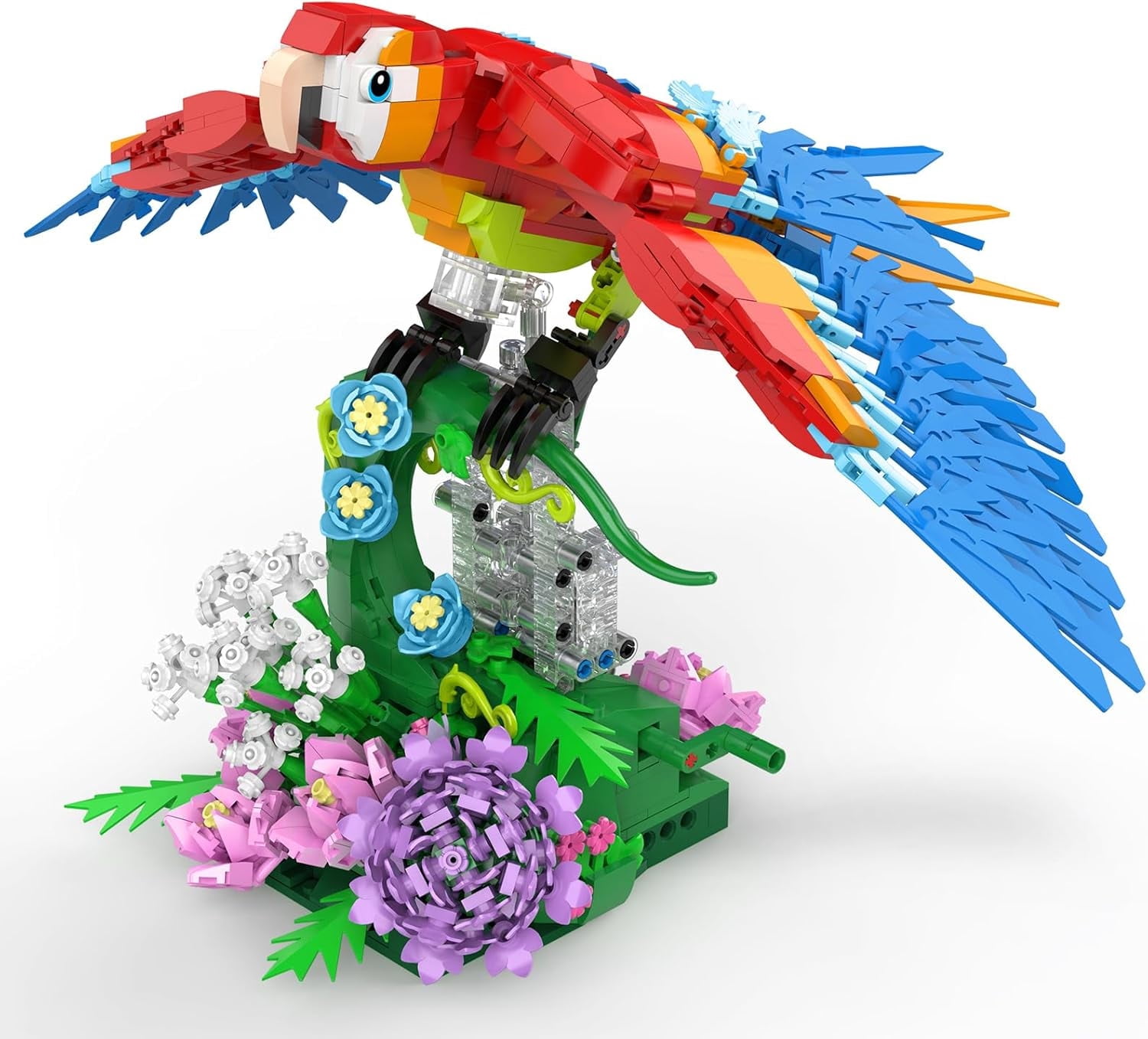 Parrot Floral Building Set, MOC Flower and Parrot Collectible Table Art ...
