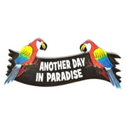 Parrot Flower Hand Carved Wooden Another Day in Paradise Cocktails Drinking Beach Surfboard Sign
