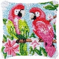 thumbnail image 1 of Parrot & Flowers Latch Hook Pillow Cover Kits for DIY Handmade Throw Pillow Cross Stitch Latch Hook Pillowcase Rug Kits with Preprinted Color Pattern Canvas Crochet Yarn Kits 17''X 17''(bs180), 1 of 7