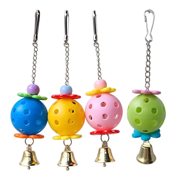 Parrot Foraging Ball Toy,Plastic Hollow Ball with Bell,Bird Cage Toy,Parrot Enrichment Toy for Lovebird Budgie Cockatiel Conure