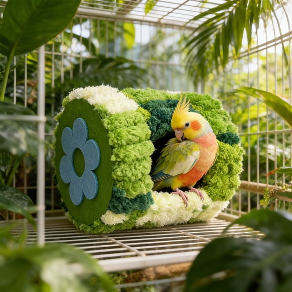 Parrot Hammock Bed Warm Plush Hanging Nest for Small Birds, Winter Cotton Snuggle Hut for Cage Cockatiels Conures Budgies