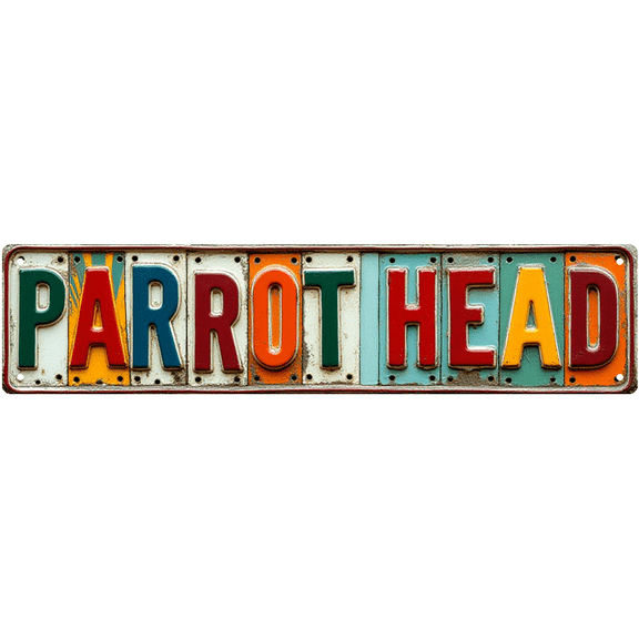 Parrot Head Tin Sign - 16x4 Inch - Ideal for Tiki Bar, Patio, Man Cave Decor - Tropical Signs, Parrot Decor