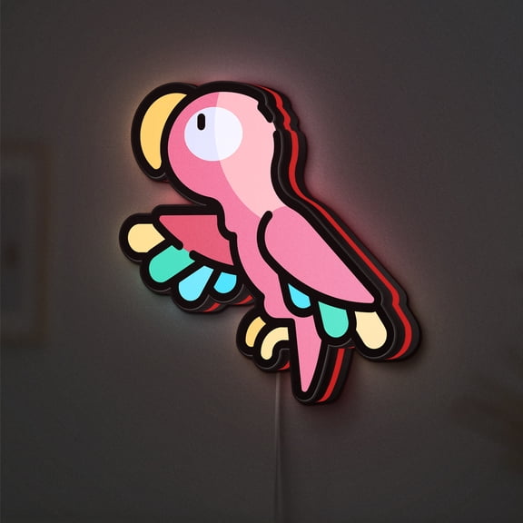 Parrot LED Lightbox - Amazon Tropical Forest Bird Decor, Custom Led Sign for Home Office Shop Decor (Width 8 inch, 20cm)