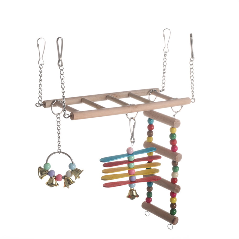 Parrot Ladder Toys Set Bird Cage Ladder Hanging Toys Chain Bridge
