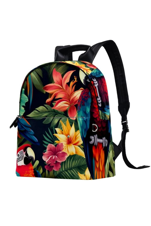 Parrot Leather Smart Backpack with Adjustable Shoulder Straps, Large Capacity, Printed Design - Lightweight Travel Bookbag for Men Women Teens Work School Camping