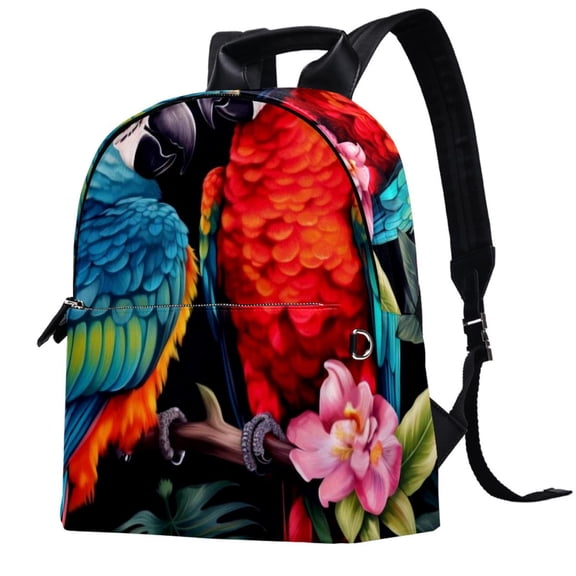 Parrot Lightweight Leather Backpack with Adjustable Shoulder Straps, Large Capacity, Cute Printed Design - Suitable for Men Women Teens Work School Camping