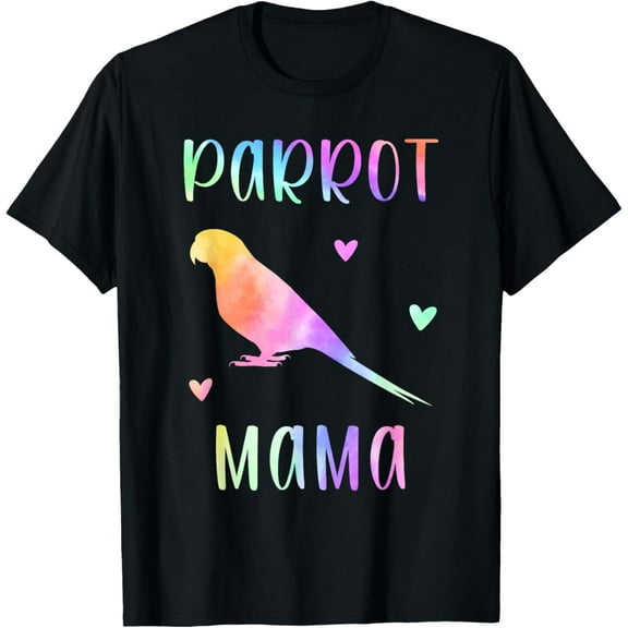 Parrot Mama Parrot Bird Mom Rainbow Watercolor T-Shirt100%cotton